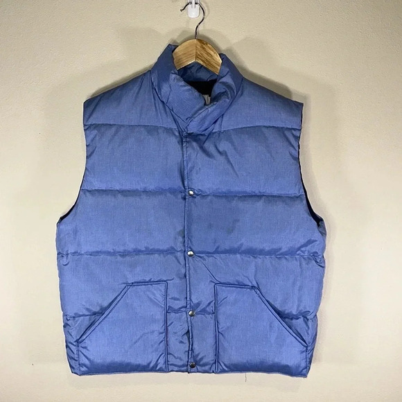 Vintage Down Filled Puffer Vest Men Size Large Casual Winter Ski Cozy Warm - Picture 7 of 8